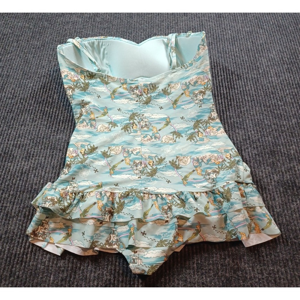 Hot Topic Disney Swimsuit (Large) & Shorts (Medium)  Peter Pan Mermaid Lagoon - Picture 7 of 12
